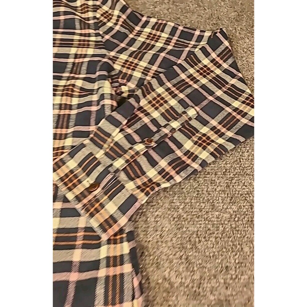 LL BEAN Shirt Womens Large Button Up Top Plaid Long Sleeve Blue/Pink Flannel - Picture 3 of 8